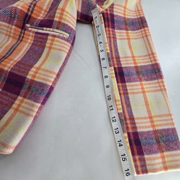 nordstrom plaid big kids plaid orange purple pea coat blazer size 14-16 W Xsmall - Picture 6 of 6